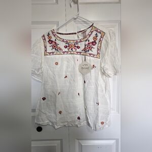 Knox Rose Women's Floral Embroidered Blouse - Cream